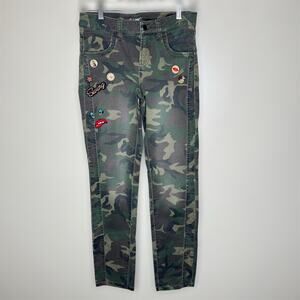 Cambio Jeans Small Womens Camouflage Patched Ankle Slim Cotton Camo Pins Denim